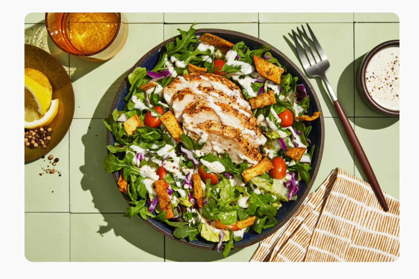 Lemon Pepper Chicken Caesar Salad